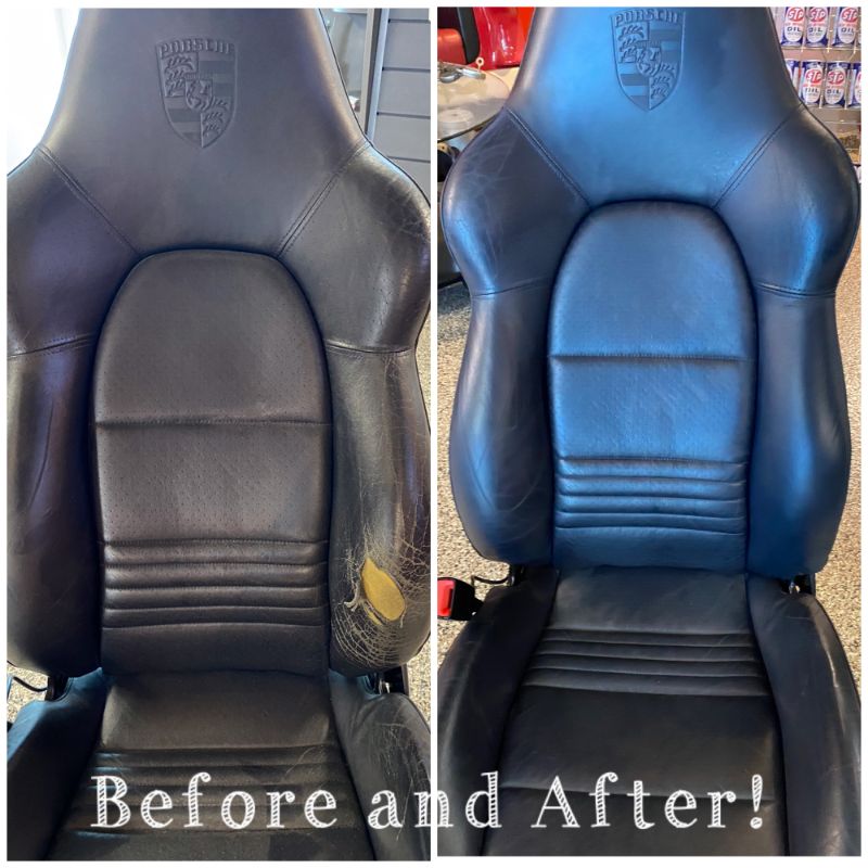 before and after car seat upholstery 